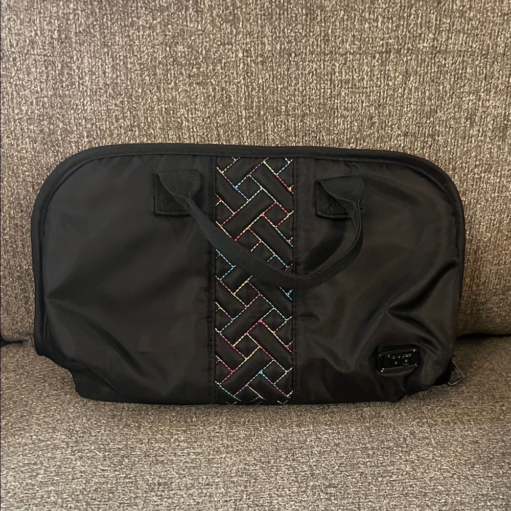 Lug Black with rainbow pop stitch flash